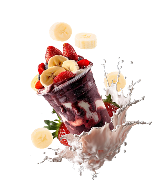 Copo de açaí com frutas e leite